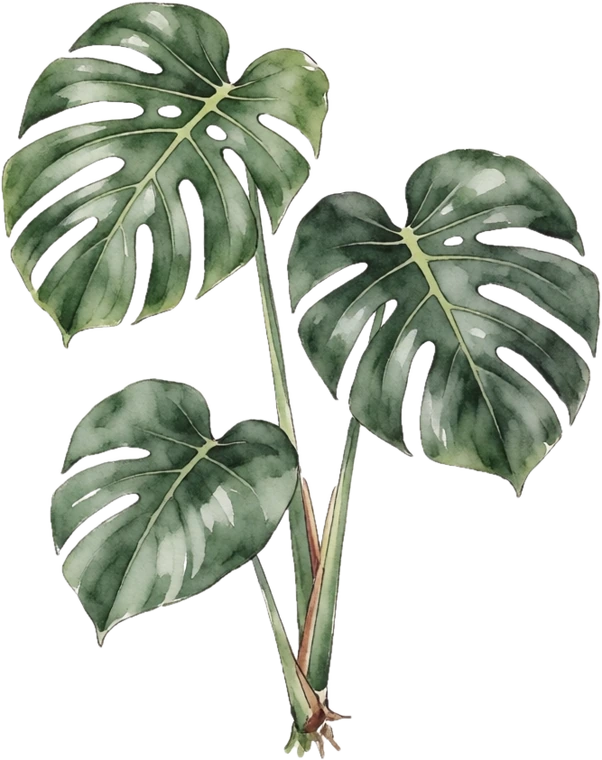 Botanical illustration of Monstera