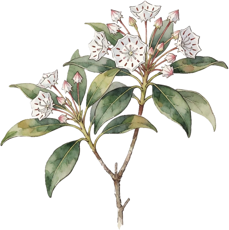 Botanical illustration of Mountain Laurel
