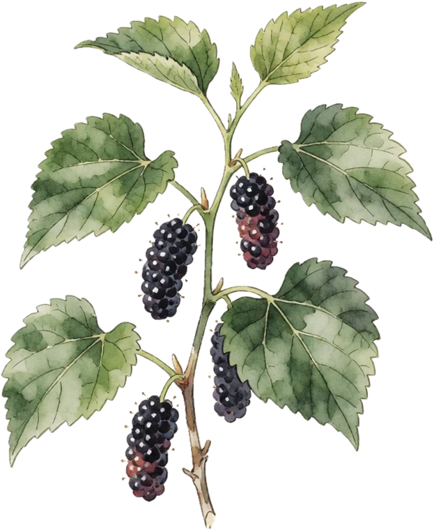 Botanical plate of mulberry