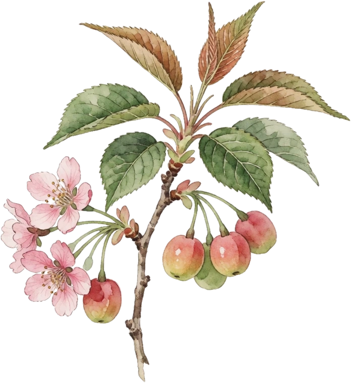 Botanical illustration of Nanking Cherry