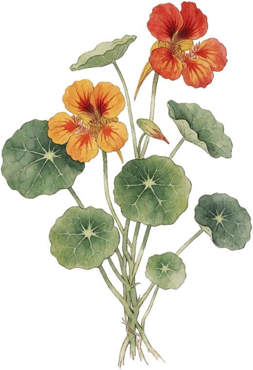 Botanical illustration of Nasturtium
