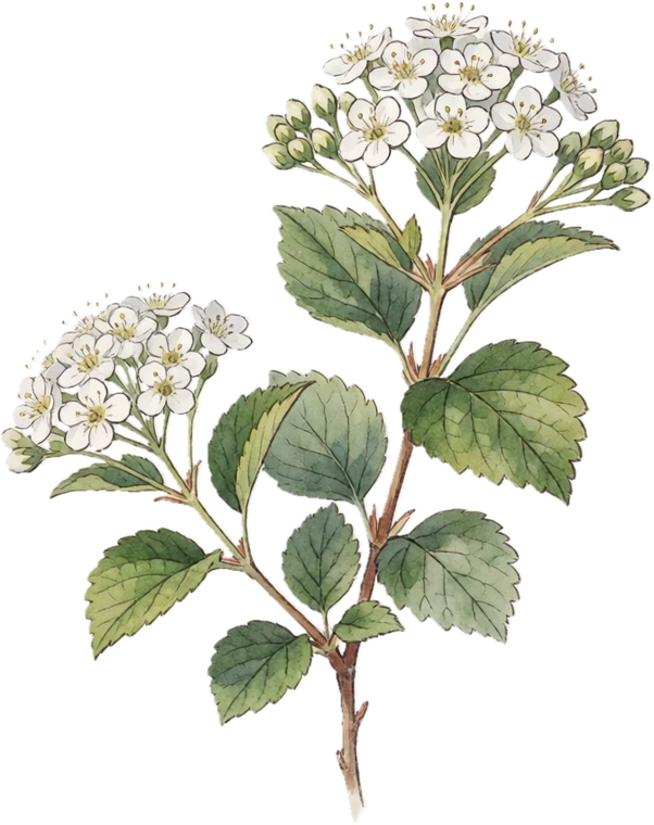 Botanical illustration of Ninebark