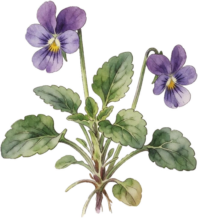 Botanical illustration of Pansy & Viola