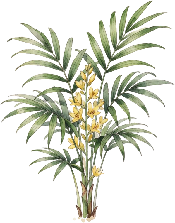 Botanical illustration of Parlor Palm