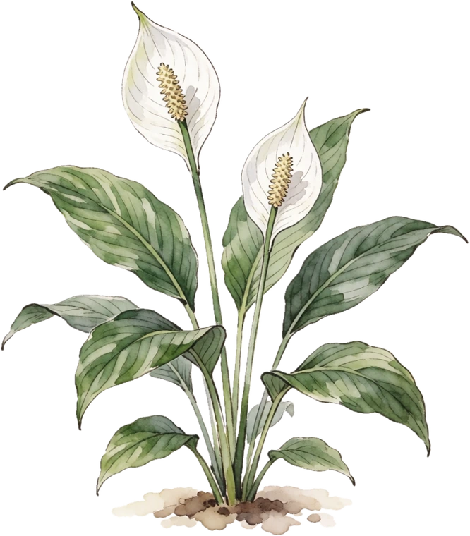 Botanical illustration of Peace Lily