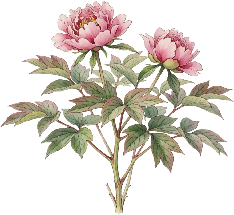 Botanical illustration of Peony