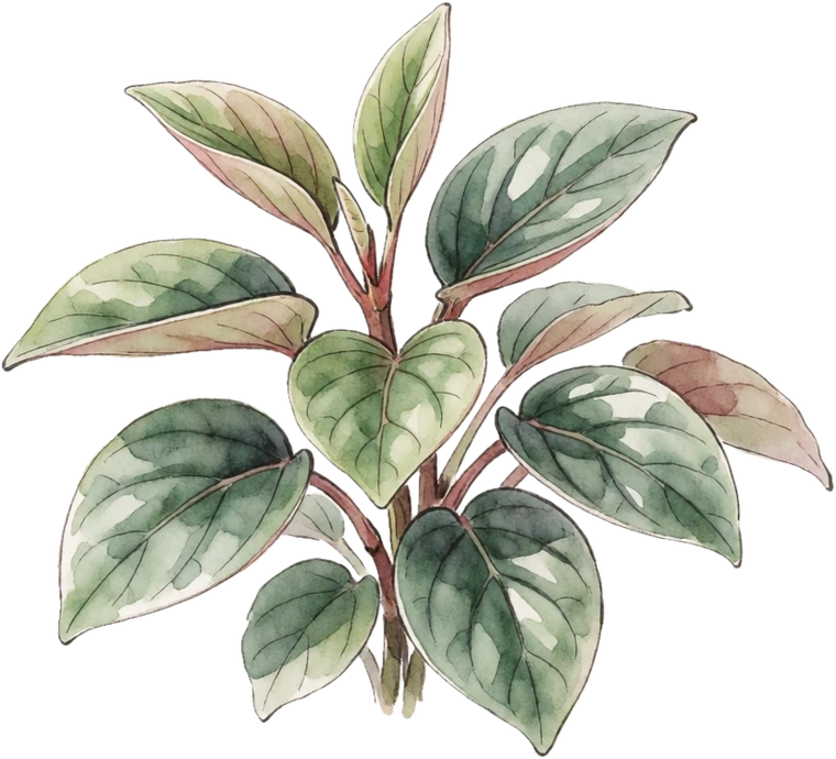 Botanical illustration of Peperomia