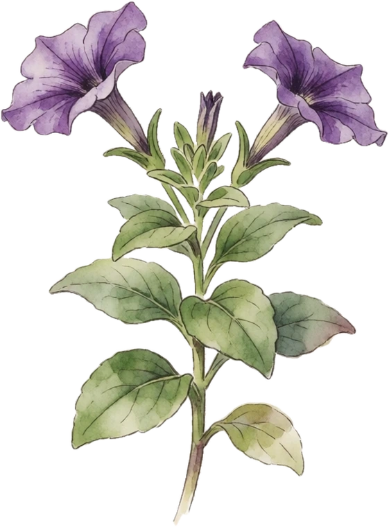 Botanical illustration of Petunia