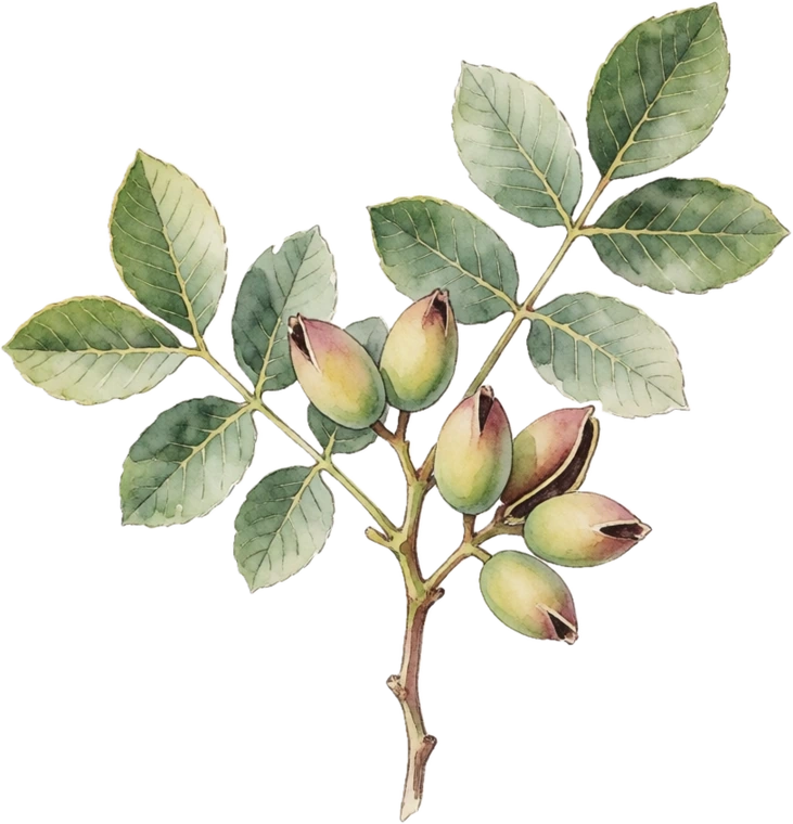 Botanical illustration of Pistachio