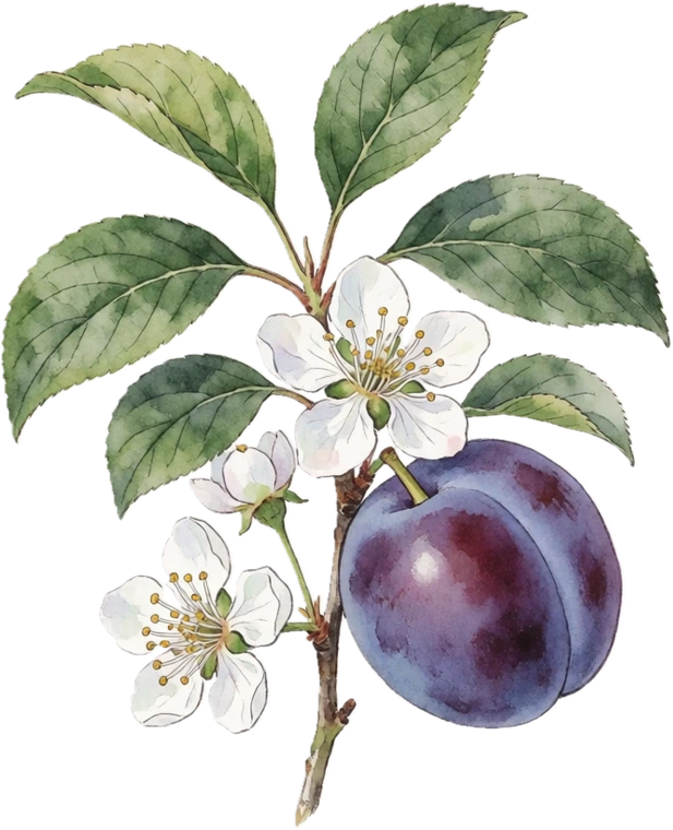 Botanical plate of plum