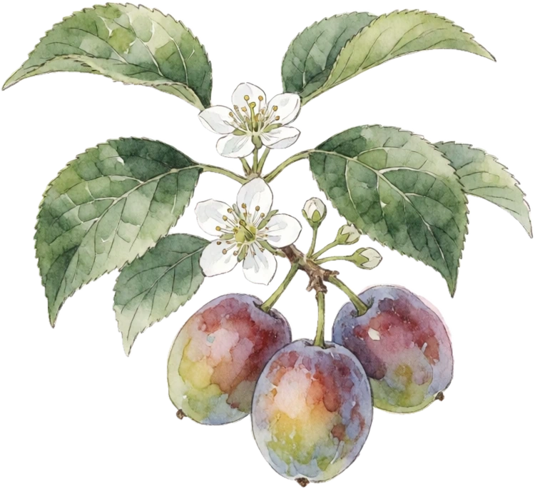 Botanical illustration of Pluot