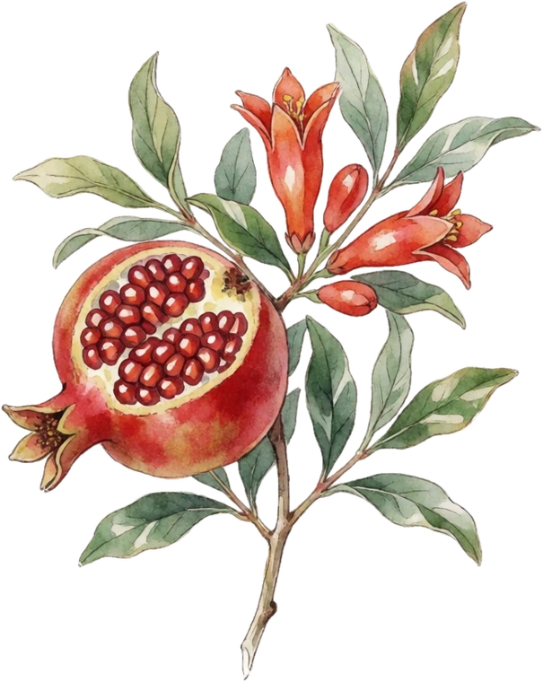 Botanical plate of pomegranate