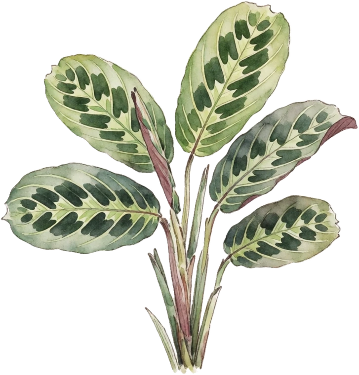 Botanical illustration of Prayer Plant
