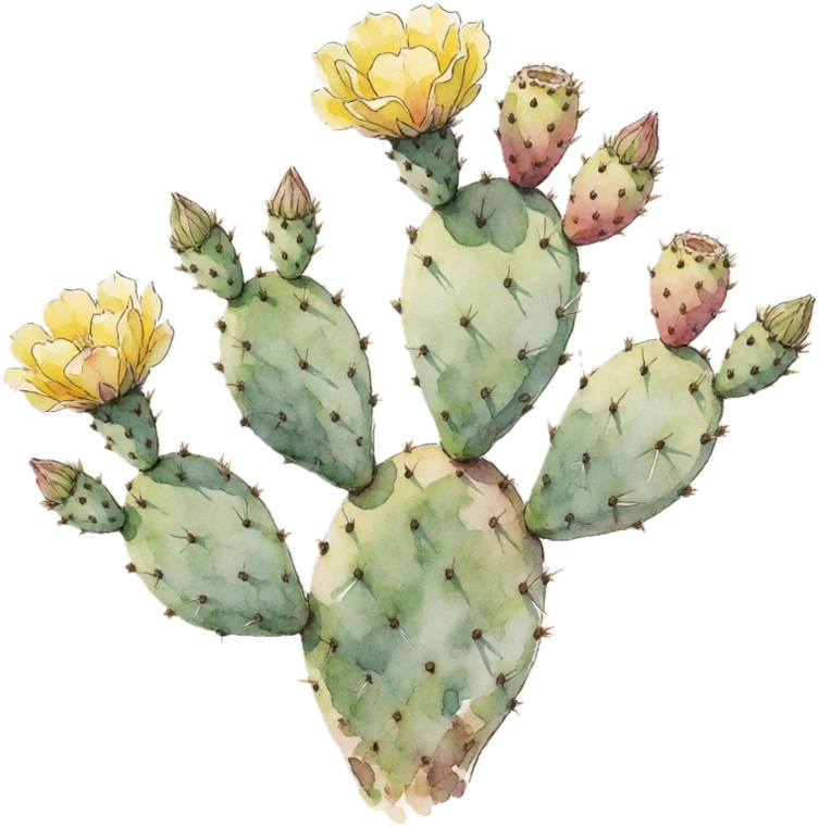 Botanical illustration of Prickly Pear