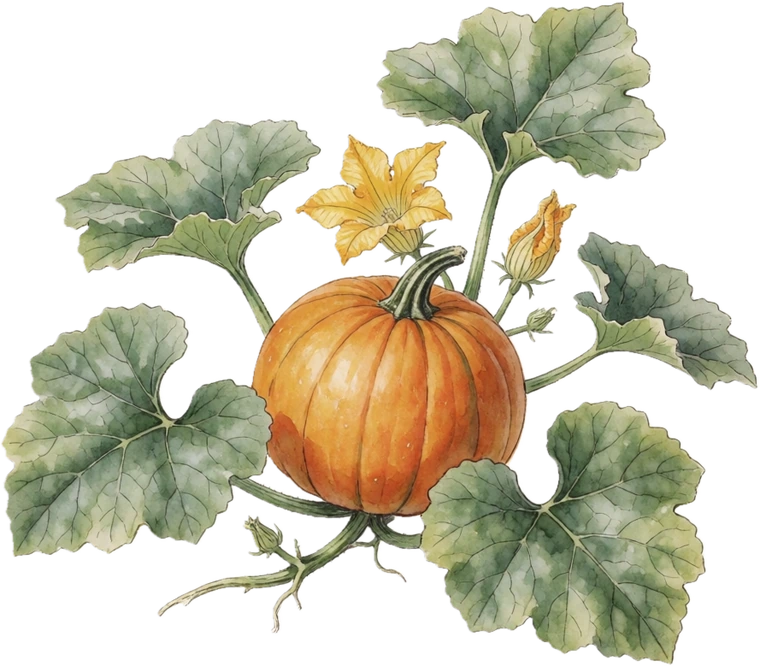 Botanical illustration of Pumpkin