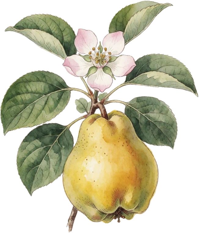 Botanical illustration of Quince