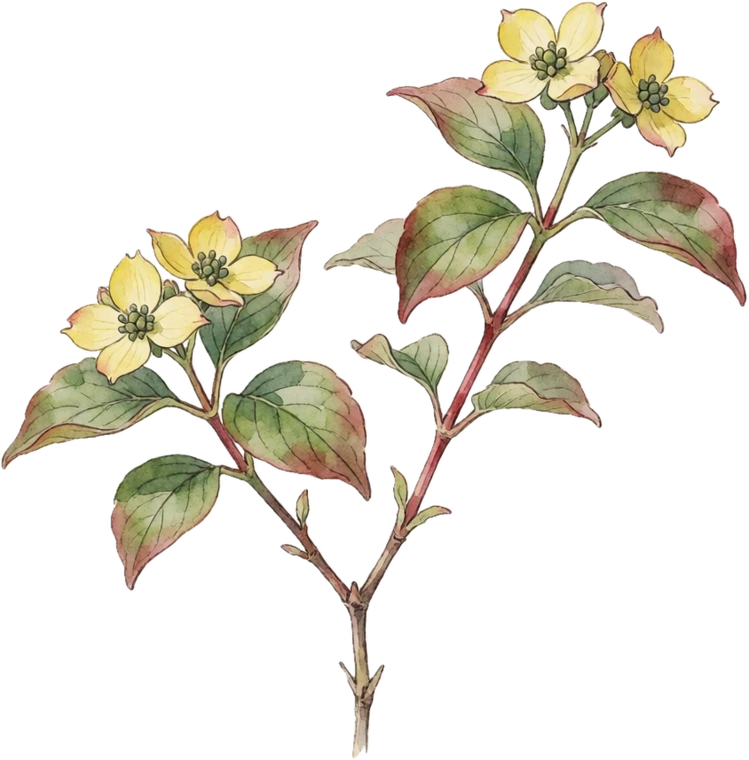 Botanical illustration of Redtwig Dogwood