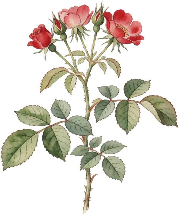 Botanical illustration of Rose