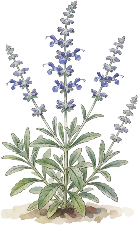 Botanical illustration of Russian Sage