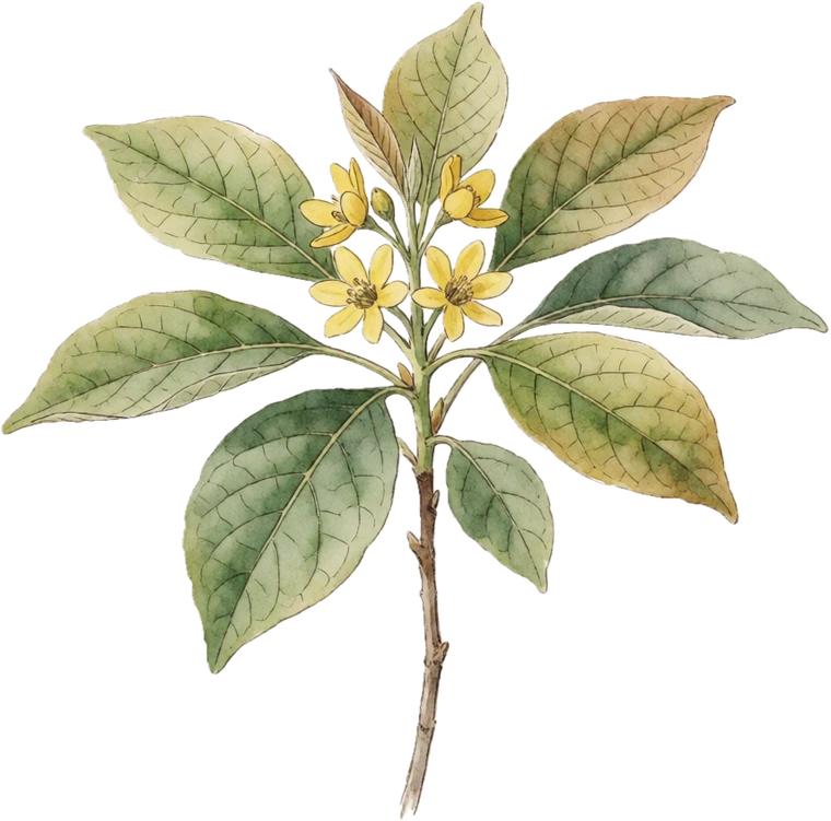 Botanical illustration of Sassafras