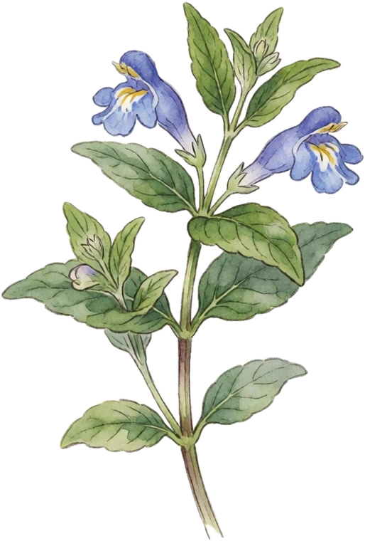 Botanical illustration of Skullcap