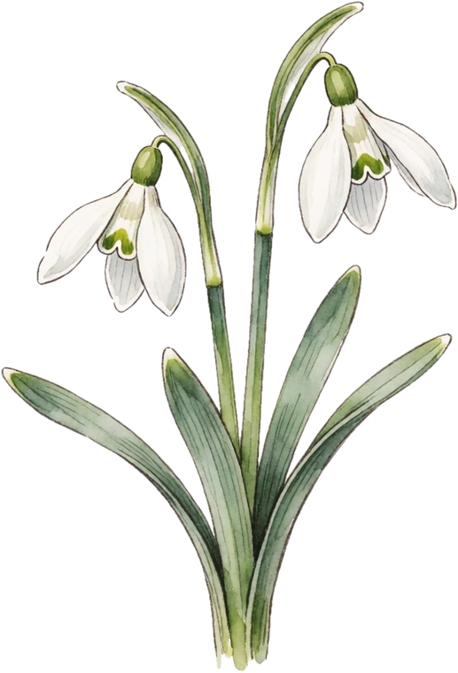Botanical illustration of Snowdrop