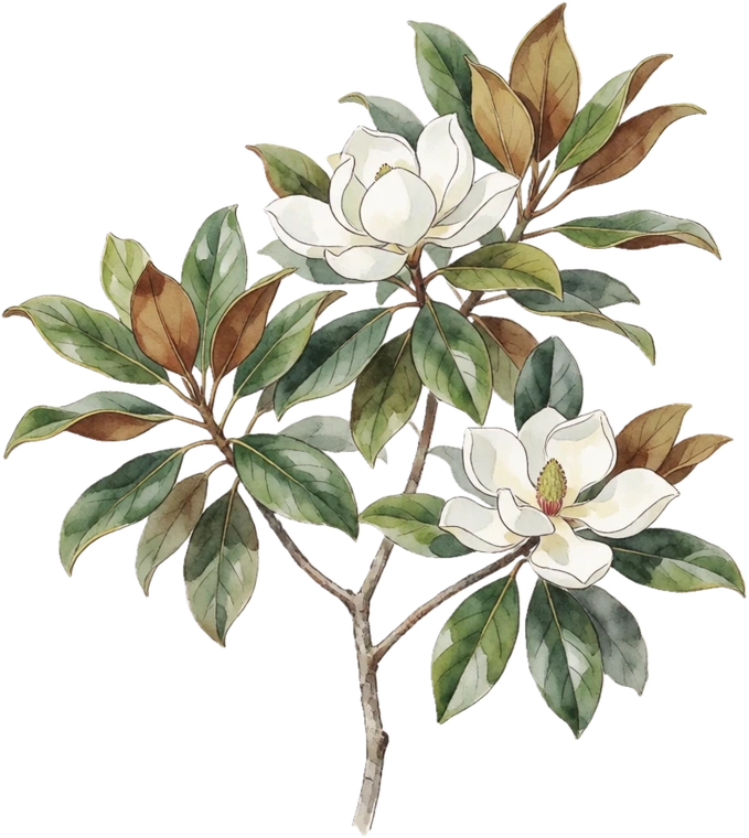 Botanical illustration of Southern Magnolia