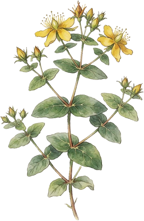 Botanical illustration of St. John's Wort