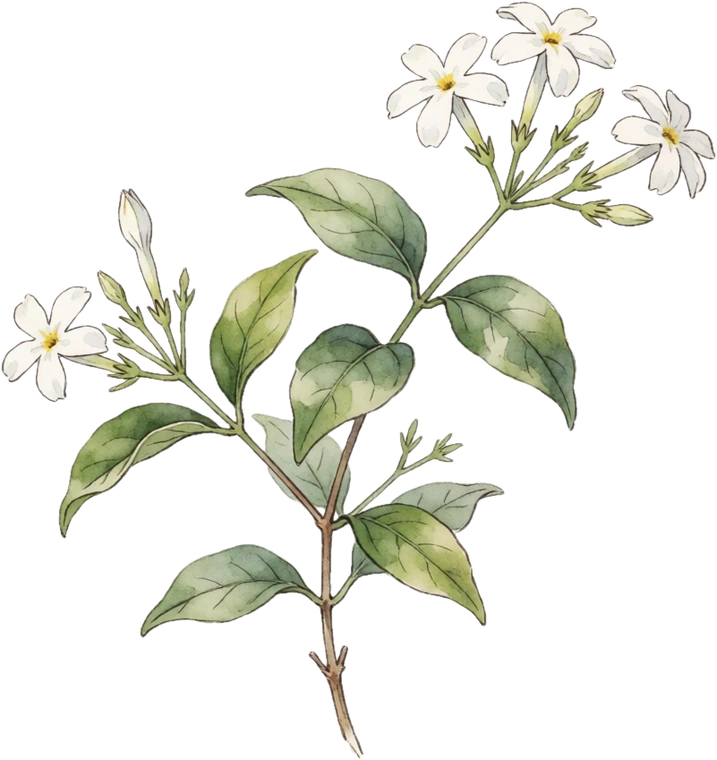 Botanical illustration of Star Jasmine (Confederate Jasmine)