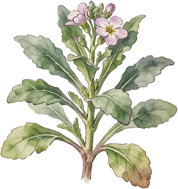 Botanical illustration of Stock (Gillyflower)