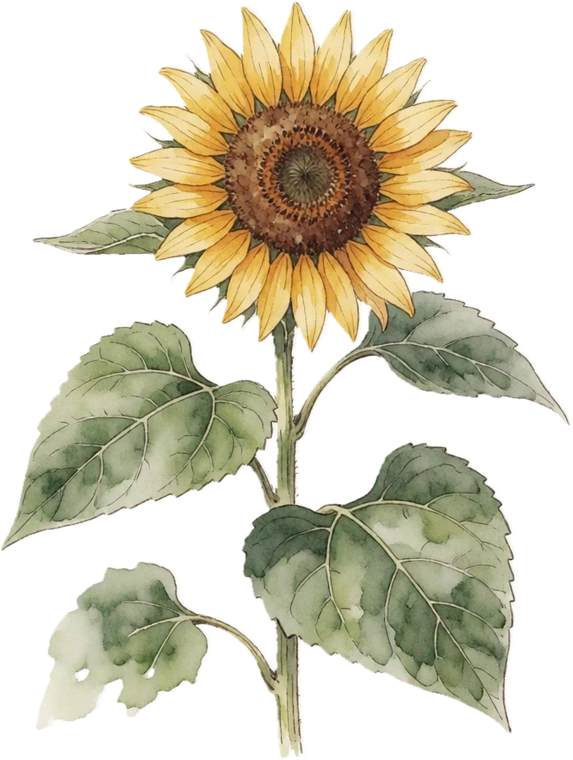 Botanical illustration of Sunflower
