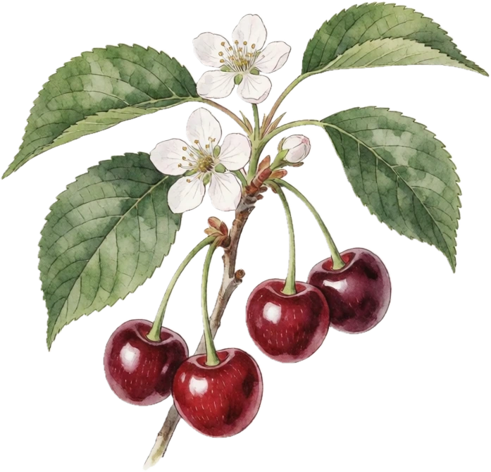 Botanical illustration of Cherry