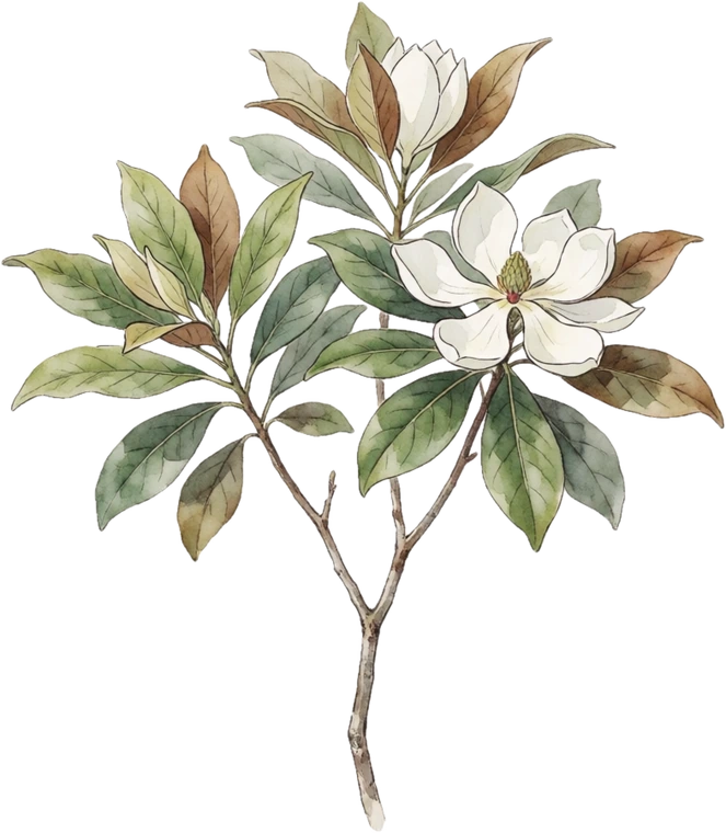Botanical illustration of Sweetbay Magnolia