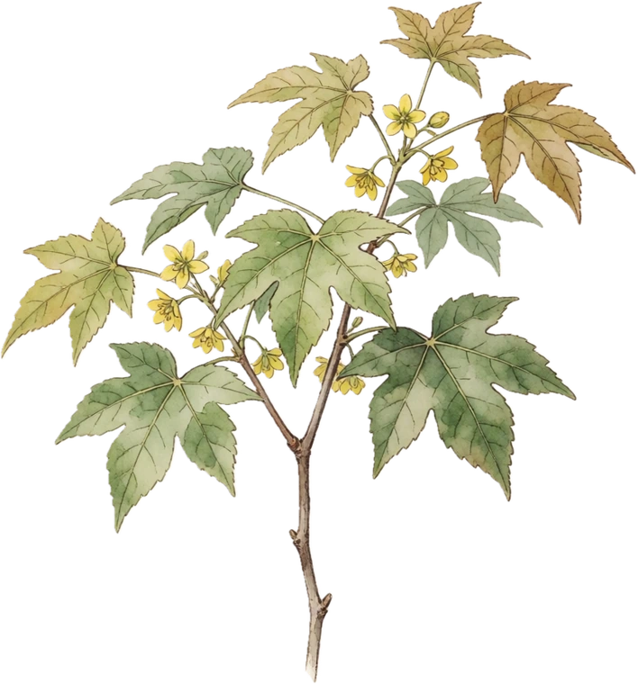 Botanical illustration of Sweetgum