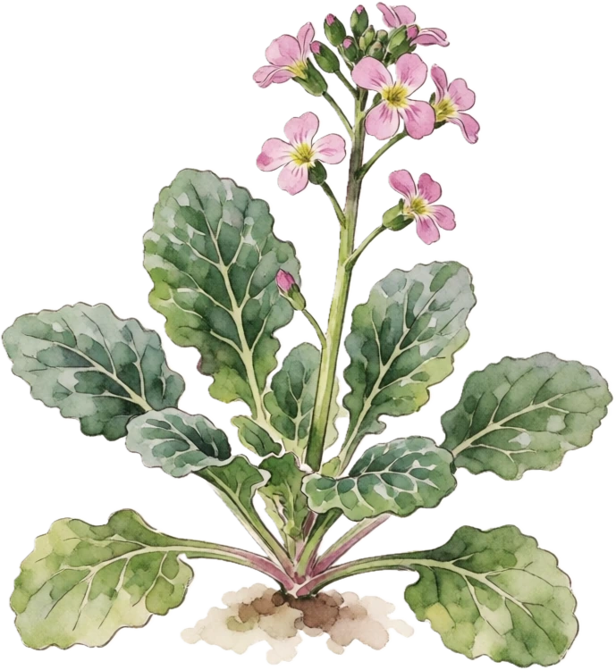 Botanical illustration of Tatsoi