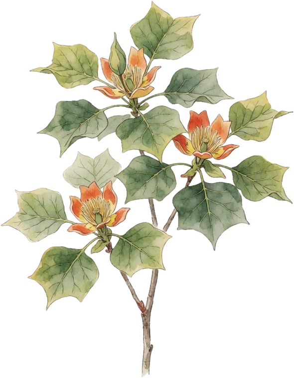 Botanical illustration of Tulip Poplar