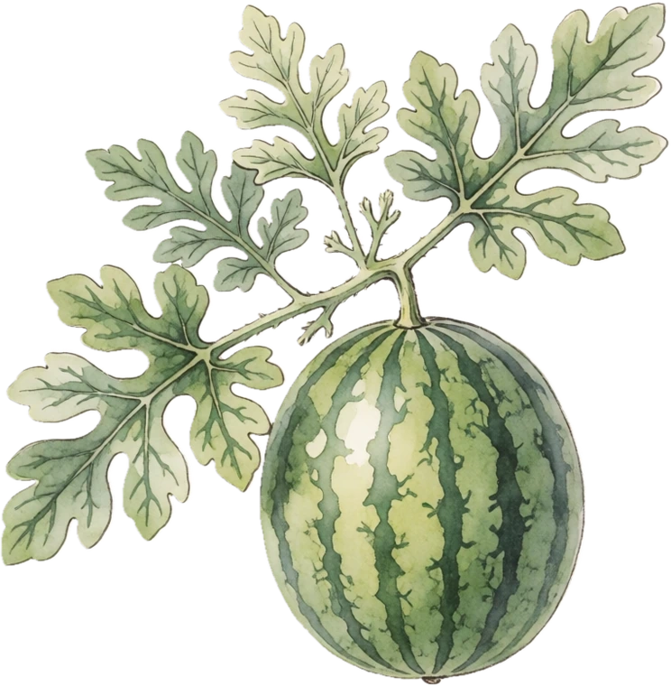 Botanical illustration of Watermelon