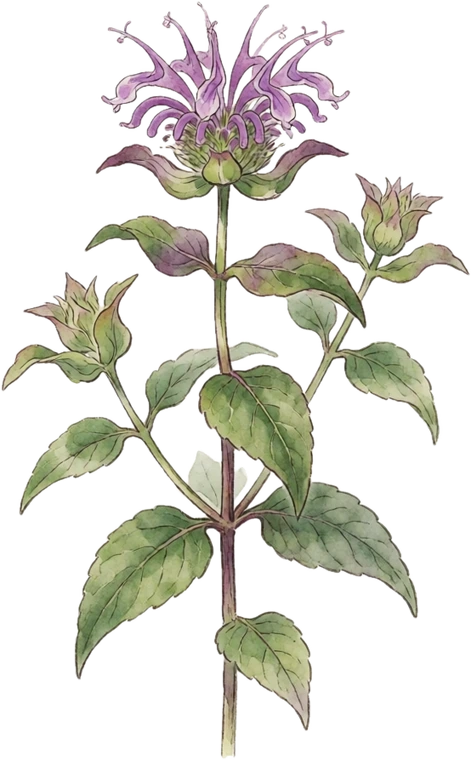 Botanical illustration of Wild Bergamot