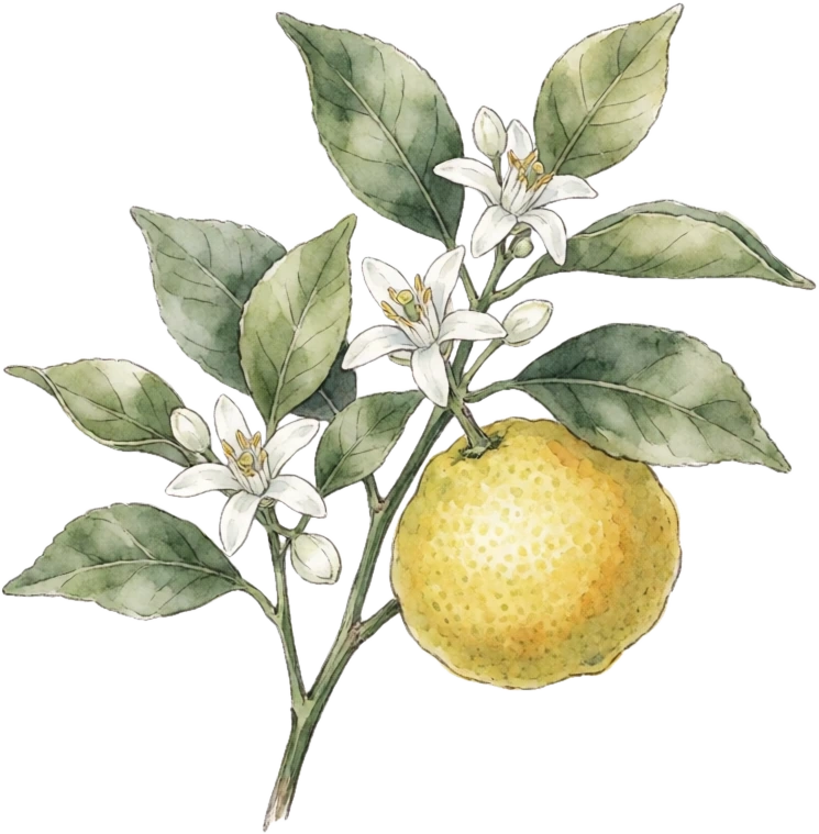 Botanical plate of yuzu