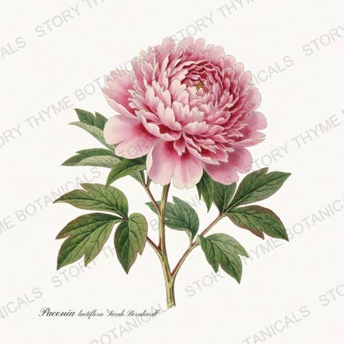 Sarah Bernhardt — Peonies print on a white background