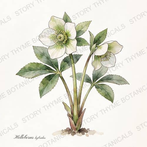Hellebore (Lenten Rose) — a print from the Plant Library collection