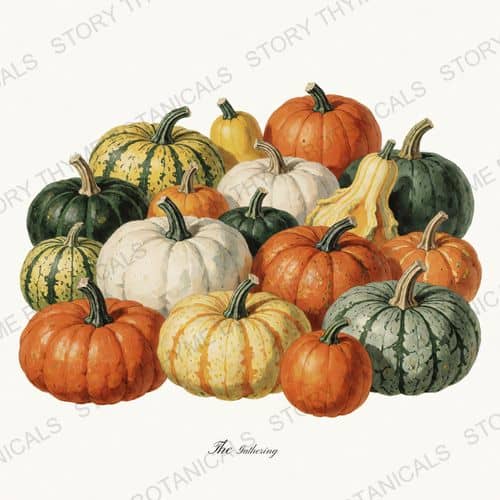 Harvest Medley — a print on a white background, from the Heirloom Pumpkins collection