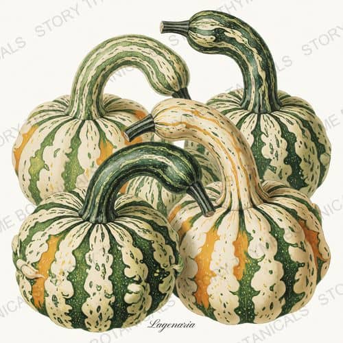 Swan Gourds — a print on a white background, from the Heirloom Pumpkins collection