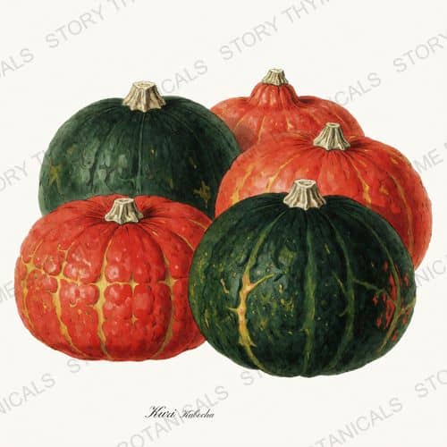 Kabocha — a print on a white background, from the Heirloom Pumpkins collection