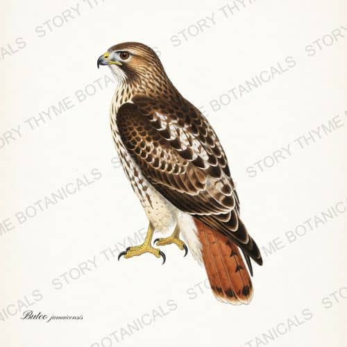 Red Tailed Hawk — Birds of Prey botanical print