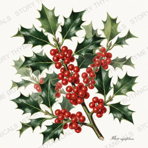 Holly — Christmas Botanicals print on a white background