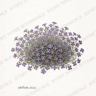Aubretia — vintage botanical Alpine & Rock Garden print on a white background