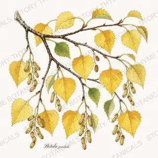 Birch — vintage botanical Autumn Foliage print on a white background