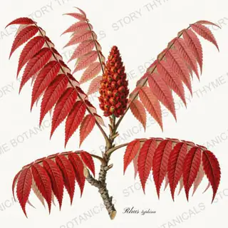 Sumac — vintage botanical Autumn Foliage print on a white background