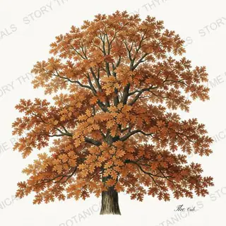 Oak Tree — vintage botanical Autumn Foliage print on a white background